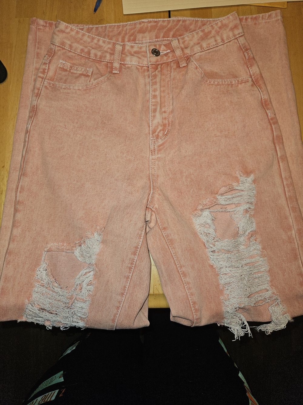SHEIN Pink Distressed Boyfriend Jeans - Picture 3 of 4